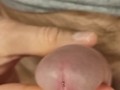 I jerk off slowly, a drop comes out of my dick ...