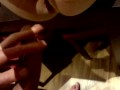 Panty fuck with a dressed blonde on kitchen table