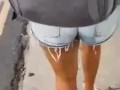 Black Girl in Micro Shorts Bending Over on the Street - THICK BOOTY Candid