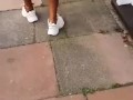 Black Girl in Micro Shorts Bending Over on the Street - THICK BOOTY Candid
