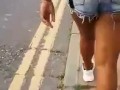 Black Girl in Micro Shorts Bending Over on the Street - THICK BOOTY Candid