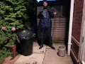 rain gear loser showing off its chastity belt and being a pathetic pig