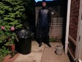 rain gear loser showing off its chastity belt and being a pathetic pig