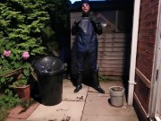 rain gear loser showing off its chastity belt and being a pathetic pig