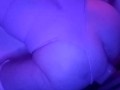 Sexy Snow Bunny rides her dildo