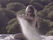 Petite and Beautiful Talia Mint masturbates on Public Beach