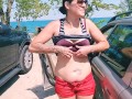 Quick titty flash at the lake