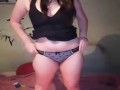 Mini black dress strip tease