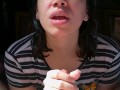 Quickie! Sunny blowjob, cumplay & swallow! (POV CFNM)