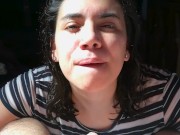 Quickie! Sunny blowjob, cumplay & swallow! (POV CFNM)