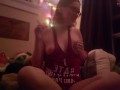 Smoke with a little stoner slut while she cums