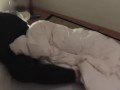pregnant man on the bed and baby moving