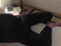 pregnant man on the bed and baby moving