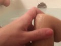 Fucking my tight pussy with big cock dildo