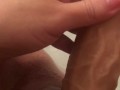 Fucking my tight pussy with big cock dildo