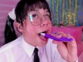 Lila Jordan brushes her tongue and sound gag