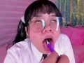 Lila Jordan brushes her tongue and sound gag