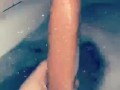Dirty milf cleans pussy with monster dildo