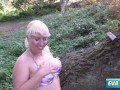 EVA ENGEL: Hot Blonde Fucks Bareback With Horny Guy In The Forest