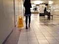 Kinky Piss In Thigh High Boots Then Walking In the Mall