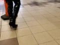 Kinky Piss In Thigh High Boots Then Walking In the Mall