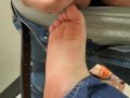 Public footjob and handjob in mall