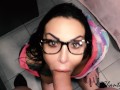 SEXY NERDY GIRL dressed as a UNICORN loves to suck and get CUM ON HER GLASSES!