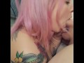 Cute tattooed  teen takes a THROATPIE like a champ after an amazing SENSUAL DEEPTHROAT BLOWJOB