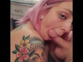 Cute tattooed  teen takes a THROATPIE like a champ after an amazing SENSUAL DEEPTHROAT BLOWJOB