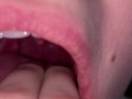 Uvula show. Very close view. Gagging