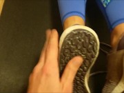 My hot wife after sports training... feet worship, blowjob, cum face, creampie