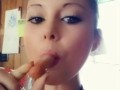 Horny MILF swallows hotdog- SFW Tease