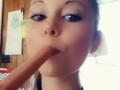 Horny MILF swallows hotdog- SFW Tease