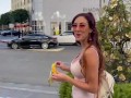 Banana deepthroating,flashing tits and smoking in public with Roman Gucci (full video on my OF)