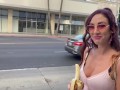 Banana deepthroating,flashing tits and smoking in public with Roman Gucci (full video on my OF)