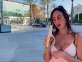 Banana deepthroating,flashing tits and smoking in public with Roman Gucci (full video on my OF)