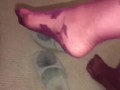 dangling shoeplay in nylons