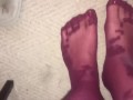 dangling shoeplay in nylons