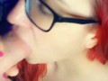 Leia sucks and strokes thick cock