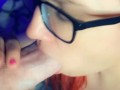 Leia sucks and strokes thick cock