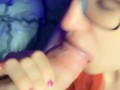Leia sucks and strokes thick cock