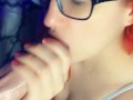 Leia sucks and strokes thick cock
