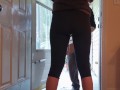 My Wife Wet Her Leggings in front of the Delivery Guy