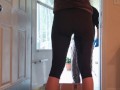 My Wife Wet Her Leggings in front of the Delivery Guy