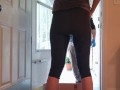 My Wife Wet Her Leggings in front of the Delivery Guy