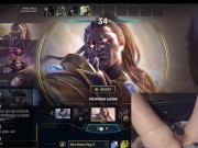 Girl plays League of Legends with Vibrator slowly massaging her clit