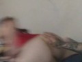 Hotwife milf Sunshyne dressed in red reverse rides on tattooed Texas' Sexy BWC  with big pawg ass