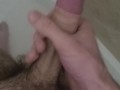Uncut teen jacks off and cums on shower wall