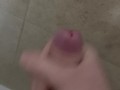 Uncut teen jacks off and cums on shower wall