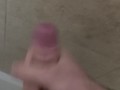 Uncut teen jacks off and cums on shower wall